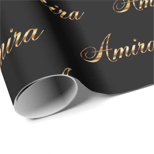 Amira gold Design Lettering Geschenkpapier (Rolleneckpunkt)