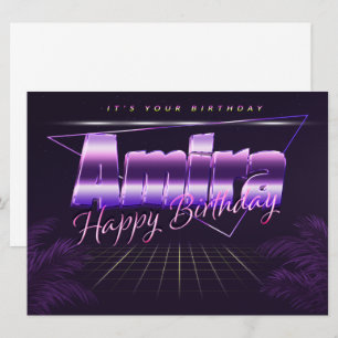 Amira Name Vorname lila retro Karte Geburtstag