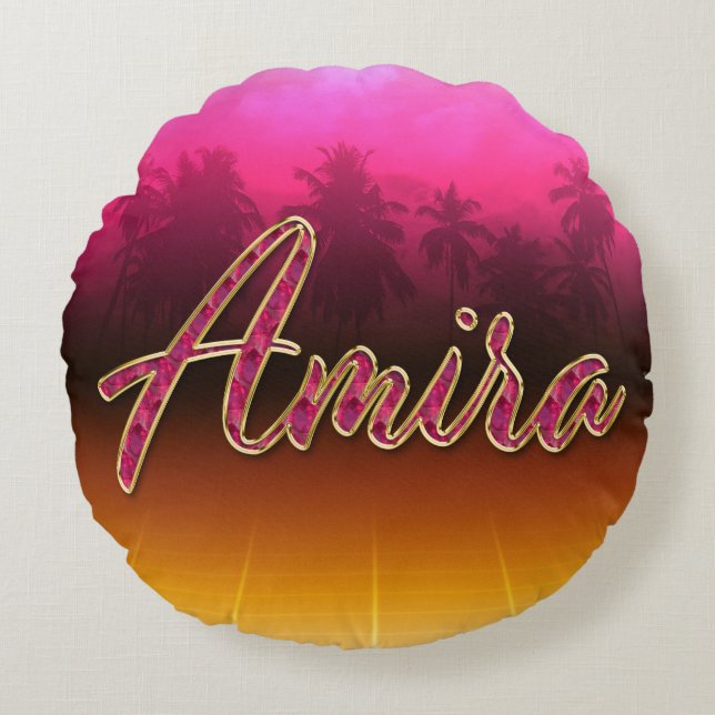 Amira Vorname Name golden pink Kissen (Vorderseite)