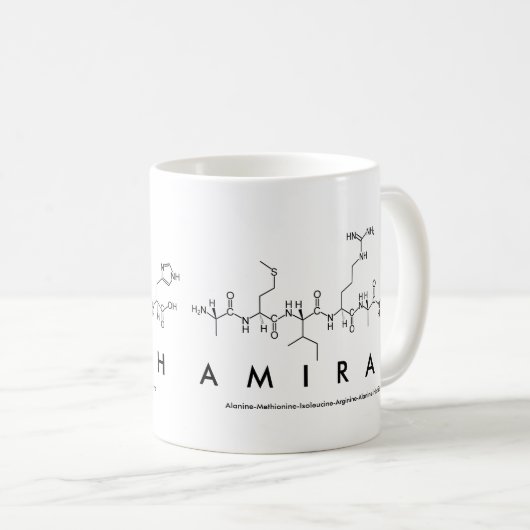 Amirah Peptid-Namen-Tasse Kaffeetasse (VorderseiteRechts)