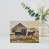 Amisch-Pferd-und-Buggy-Malerei Postkarte (Stehend Vorderseite)