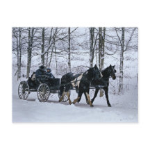 Amische Land-Winter-Wagen Fahrt-Postkarte