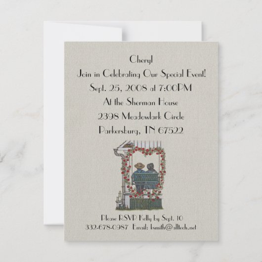 Amische Paare auf Portal-Schwingen Einladung (Rückseite)