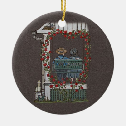 Amische Paare auf Portal-Schwingen Keramik Ornament (Vorne)