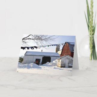 Amische Winter-Wäscherei-Szene Karte