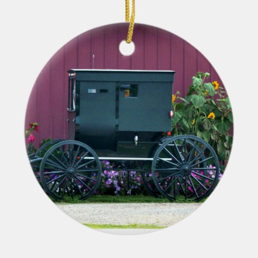 Amischer Buggy-Barnyard Keramik Ornament (Vorne)