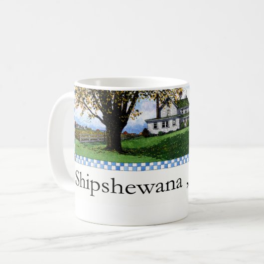 Amisches Haus Shipshewana Indiana Kaffeetasse (Vorderseite Links)