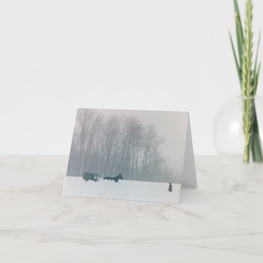 AMISCHES MANN-PFERDE-U. BUGGY-SCHNEE-LANCASTER KARTE (Vorderseite)