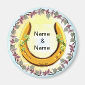 Amish Blue Blume Horseshoe Magnet (Vorne)