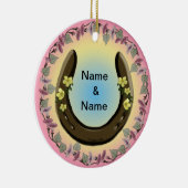 Amish Blume Horseshoe Keramik Ornament (Rechts)