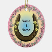 Amish Blume Horseshoe Keramik Ornament (Links)