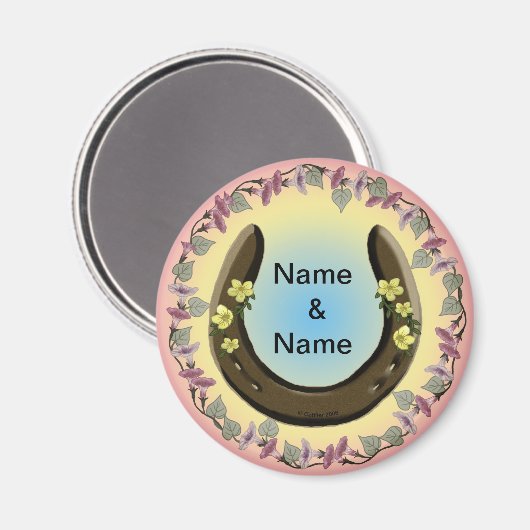 Amish Blume Horseshoe Magnet (Vorderseite/Rückseite)