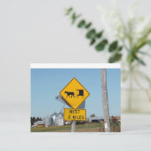 Amish Buggie Crossing Sign Post Card Postkarte (Stehend Vorderseite)