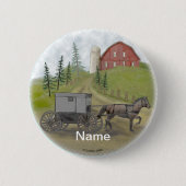 Amish Buggy Besuch Button (Vorderseite)