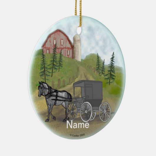 Amish Buggy Besuchen Ornament (Rechts)