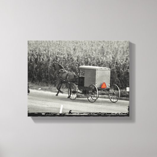 Amish Buggy Monochrome Leinwanddruck (Vorderseite)
