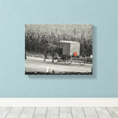 Amish Buggy Monochrome Leinwanddruck (Insitu (Holzboden))