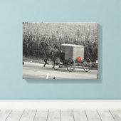 Amish Buggy Monochrome Leinwanddruck (Insitu (Holzboden))