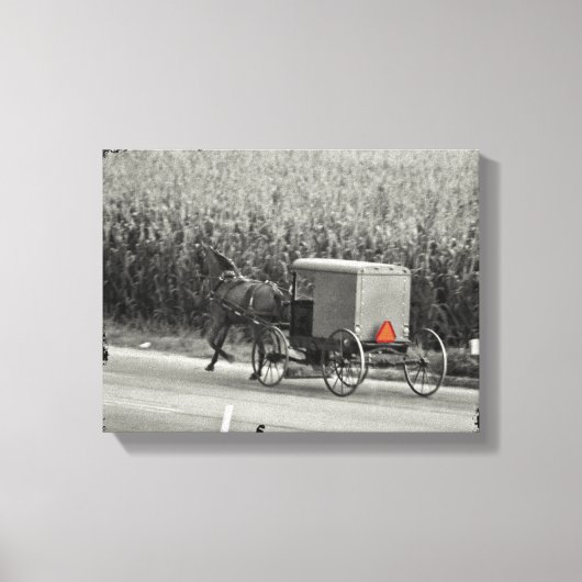 Amish Buggy Monochrome Leinwanddruck (Vorderseite)