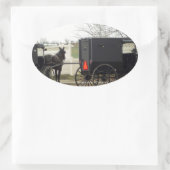 Amish Buggy "Parkplatz Lot" Ovaler Aufkleber (Tasche)