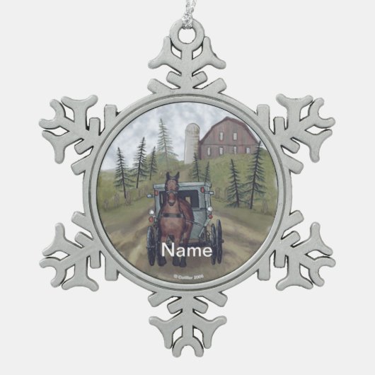 Amish Buggy Town Day Ornament (Vorderseite)