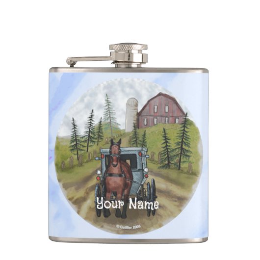 Amish Buggy Town Tag  Flasche Flachmann (Vorderseite)