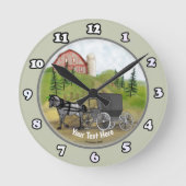 Amish-Buggy-Uhr Runde Wanduhr (Vorderseite)