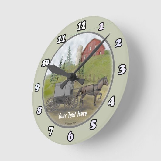 Amish-Buggy-Uhr Runde Wanduhr (Winkel)