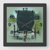 Amish Buggy Wall Clock Quadratische Wanduhr (Vorderseite)