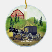 Amish Buggy Zurück-Ornament Keramik Ornament (Vorne)