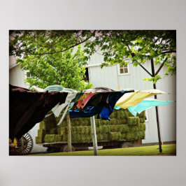 Amish Clothes Line und Hay Wagon Poster