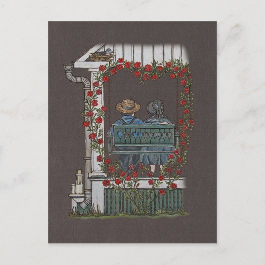 Amish Couple auf Porsche Swing Postkarte (Vorderseite)