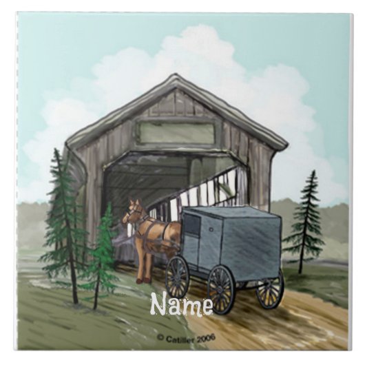 Amish Covered Bridge Fliese (Vorderseite)