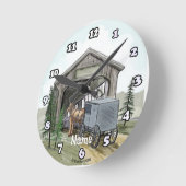 Amish Covered Bridge Runde Wanduhr (Winkel)