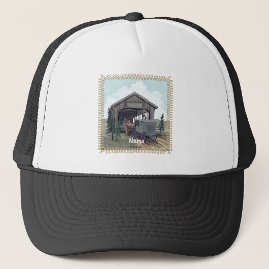 Amish Covered Bridge Trucker Hat Truckerkappe (Vorderseite)