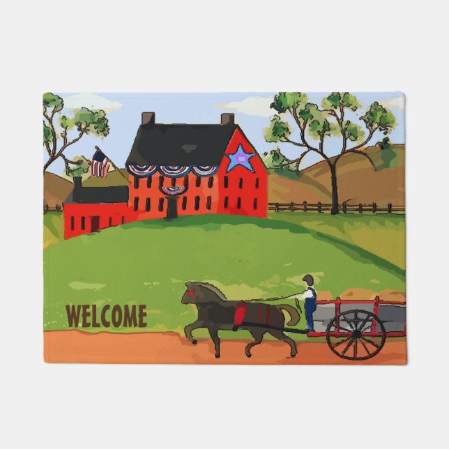 Amish Farm Style Country House, personalisieren Fl Fußmatte (Vorderseite)
