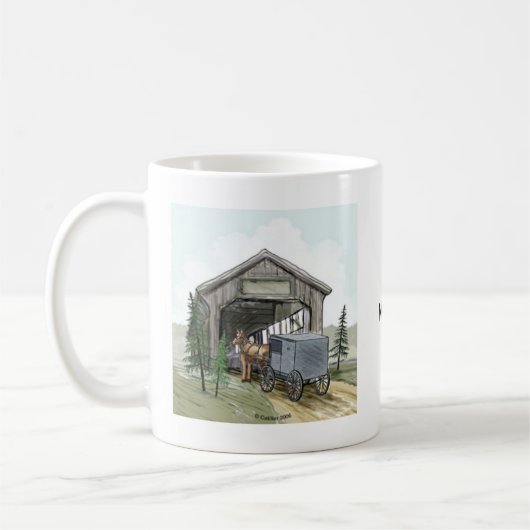 Amish gedeckte Brücke Kaffeetasse (Links)