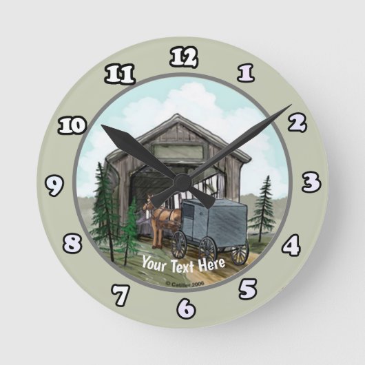Amish Gedeckte Brücke Rund Uhr (Vorderseite)