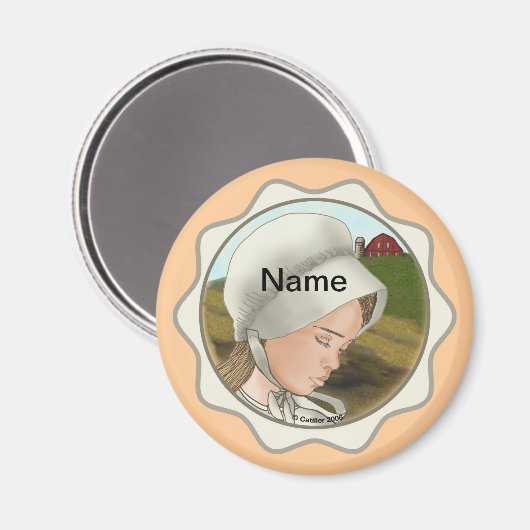 Amish Girl Bonnet Magnet (Vorderseite/Rückseite)