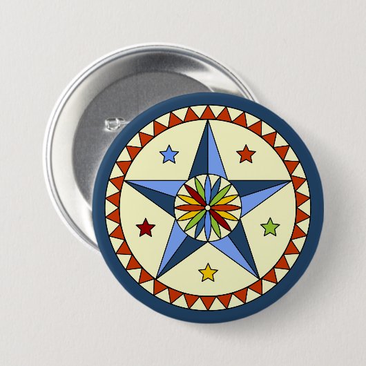 Amish - Hex-Stern - GLÜCK 1 Button (Vorne & Hinten)