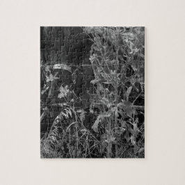 Amish Horse Black and White Grunge Puzzle
