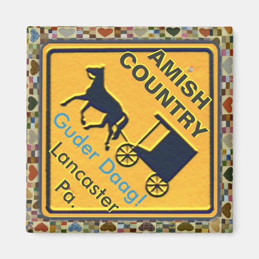 Amish Horse & Buggy "Guten Tag" Magnet! Magnet (Vorne)