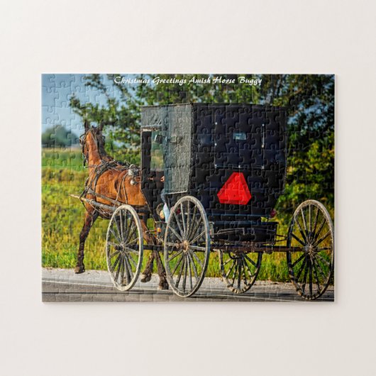 Amish Horse Buggy Indiana. Weihnachtspferd-Buggy Puzzle (Horizontal)