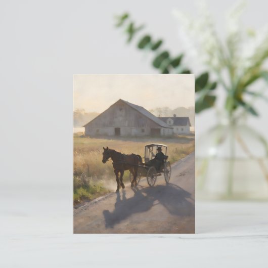 Amish Horse Painting Postkarte (Stehend Vorderseite)