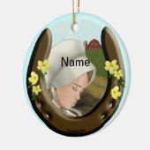 Amish Horseshoe Girl Keramik Ornament (Links)