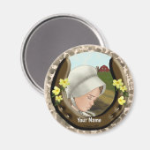 Amish Horseshoe Girl Magnet (Vorderseite/Rückseite)