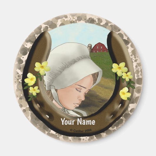 Amish Horseshoe Girl Magnet (Vorne)