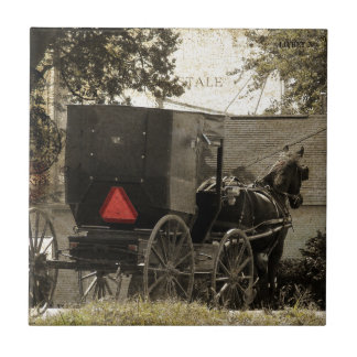 Amish Horst und Buggy Sepia Postcard Fliese