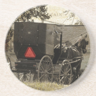 Amish Horst und Buggy Sepia Postcard Getränkeuntersetzer