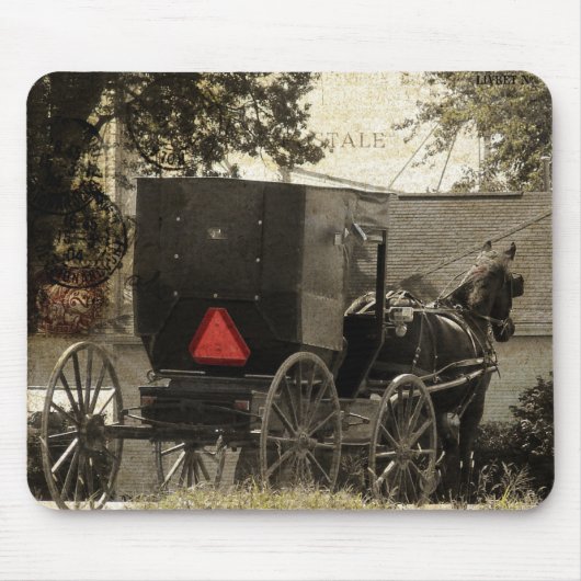 Amish Horst und Buggy Sepia Postcard Mousepad (Vorne)